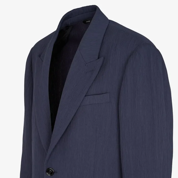 Man Blue Viscose Jacket Blue Fendi Jackets and Suits