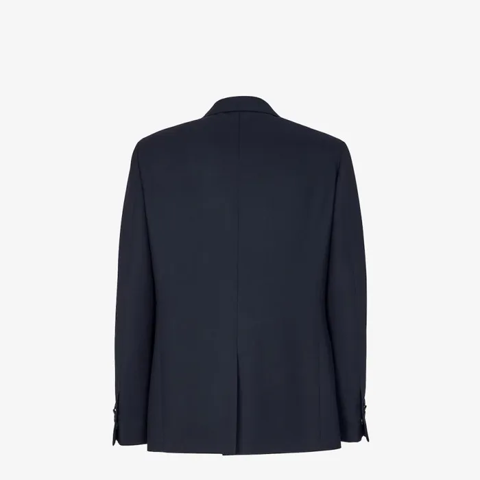Man Blue Wool Blazer Blue Fendi Jackets and Suits
