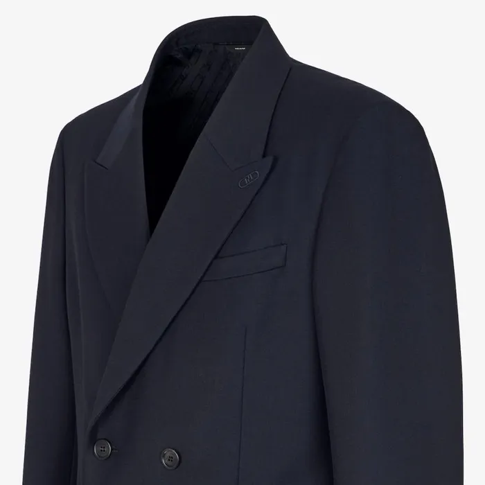 Man Blue Wool Blazer Blue Fendi Jackets and Suits