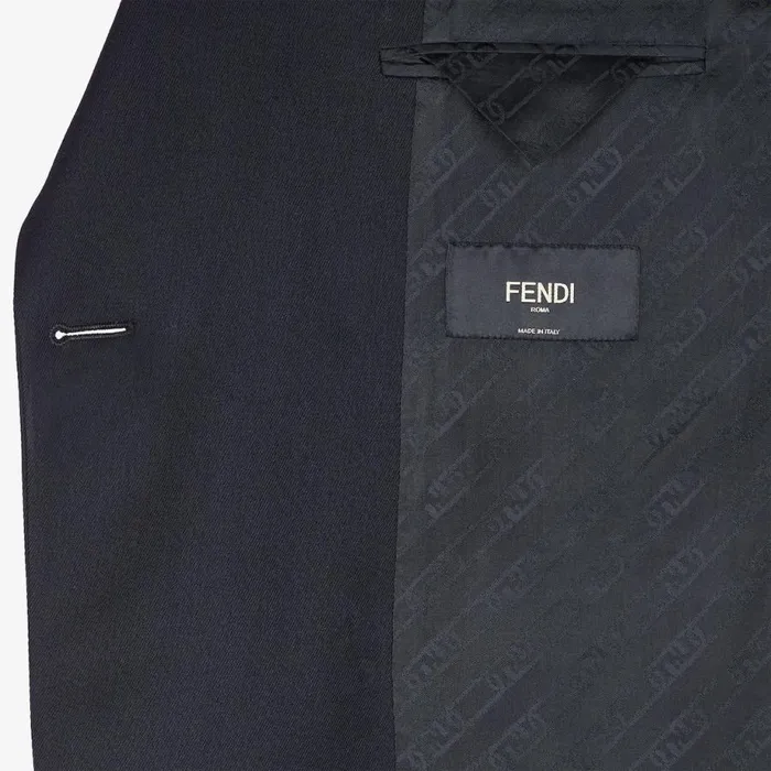 Man Blue Wool Blazer Blue Fendi Jackets and Suits
