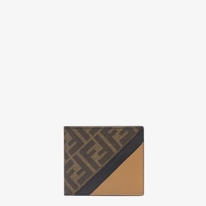 Man Brown Fabric BiFold Brown Fendi Wallets