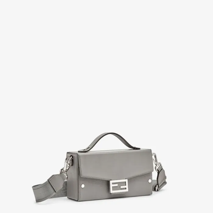 Man Dove Grey Leather Bag Grey Fendi Messenger Bags