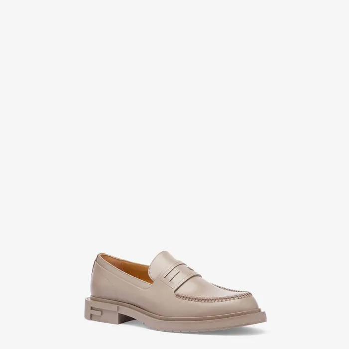 Man Dove Grey Leather Loafers Grey Fendi Loafers and Mocassins