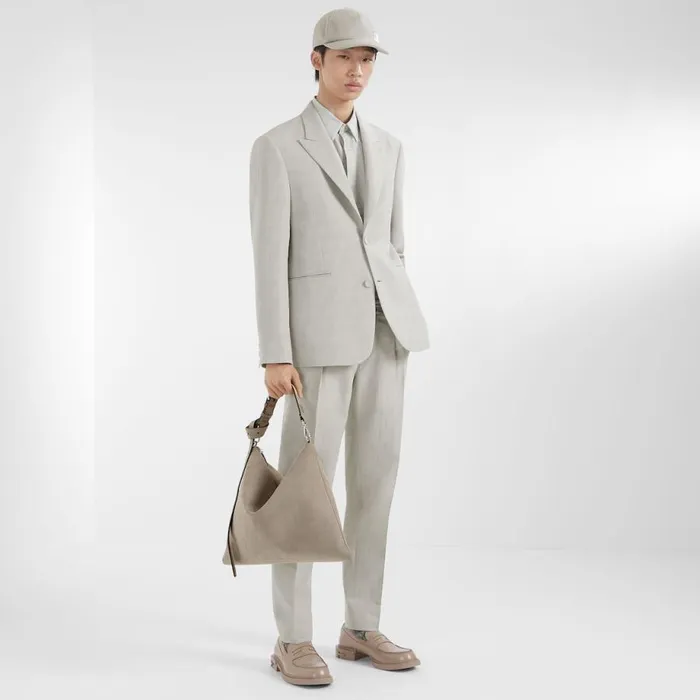 Man Dove Grey Leather Loafers Grey Fendi Loafers and Mocassins