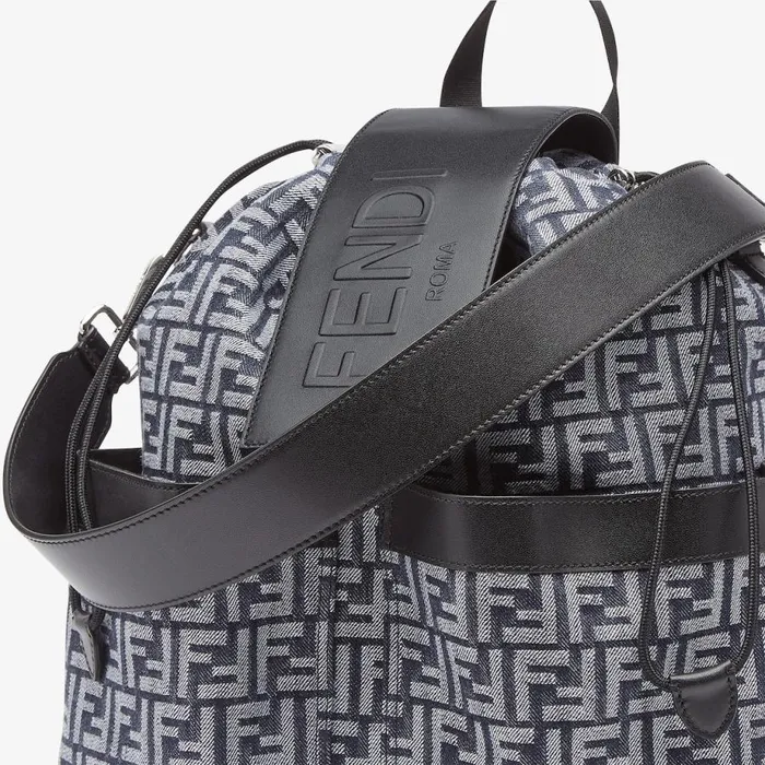 Man Ff Jacquard Fabric Backpack Black Fendi Backpacks