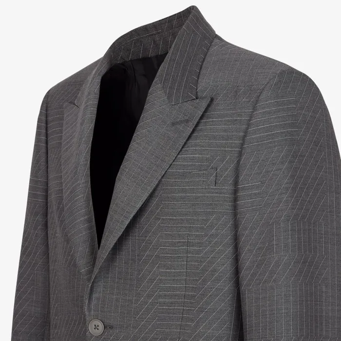 Man Grey Wool Blazer Grey Fendi Jackets and Suits