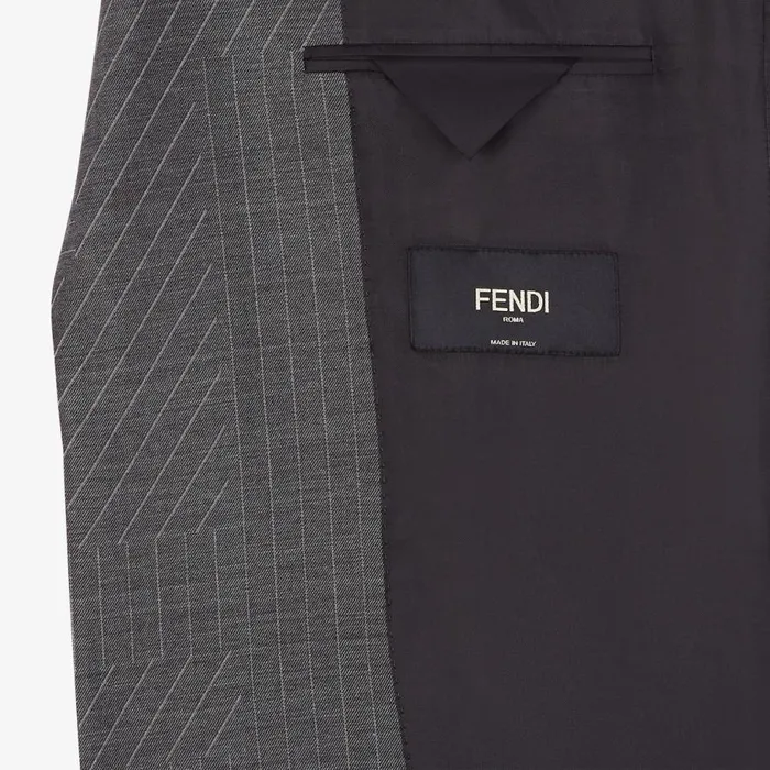 Man Grey Wool Blazer Grey Fendi Jackets and Suits