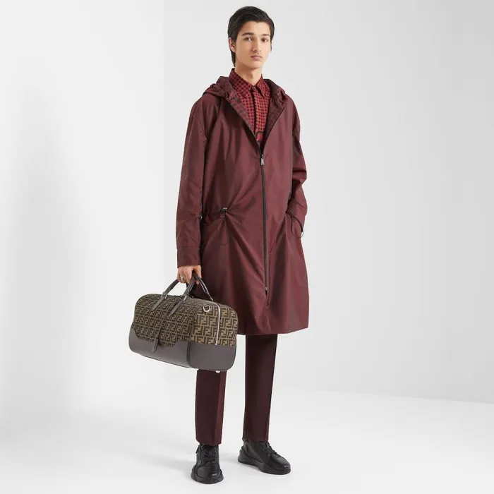 Man Large Brown Ff Fabric Bag Brown Fendi Travel Bags