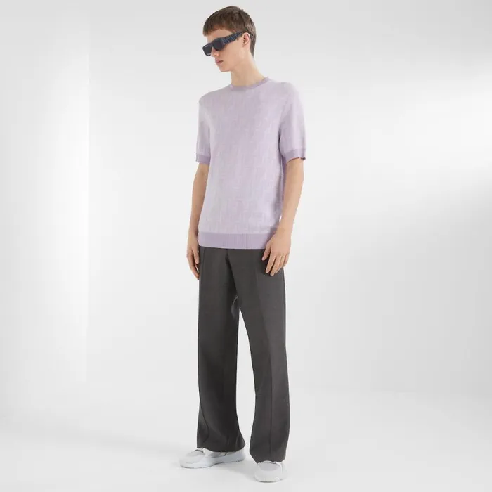 Man Lilac Wool Jumper Purple Fendi Knitwear