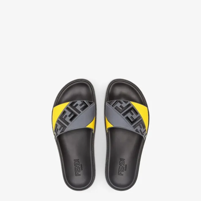 Man Multicolour Rubber Slides Multicolour Fendi Slides and Sandals
