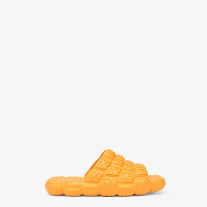 Man Orange Rubber Slides Orange Fendi Slides and Sandals