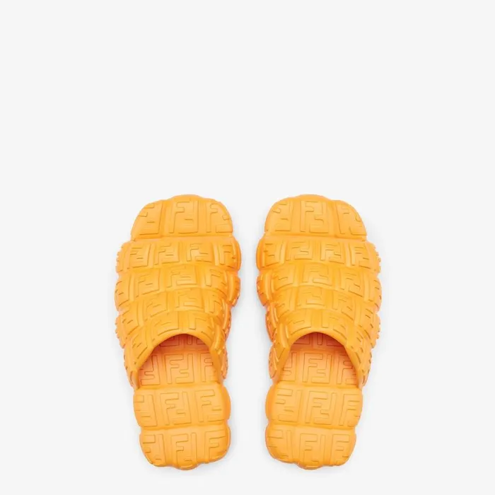 Man Orange Rubber Slides Orange Fendi Slides and Sandals
