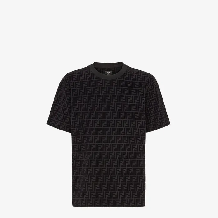 Man TShirt In Black Piqu Black Fendi Tshirts and Polos