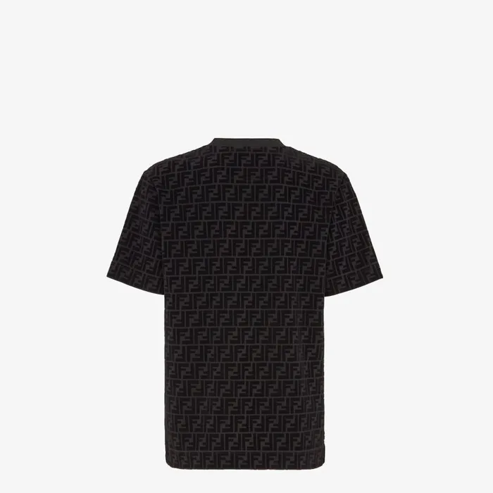Man TShirt In Black Piqu Black Fendi Tshirts and Polos