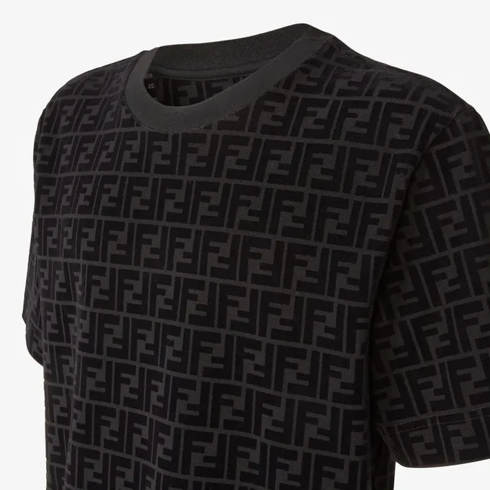 Man TShirt In Black Piqu Black Fendi Tshirts and Polos