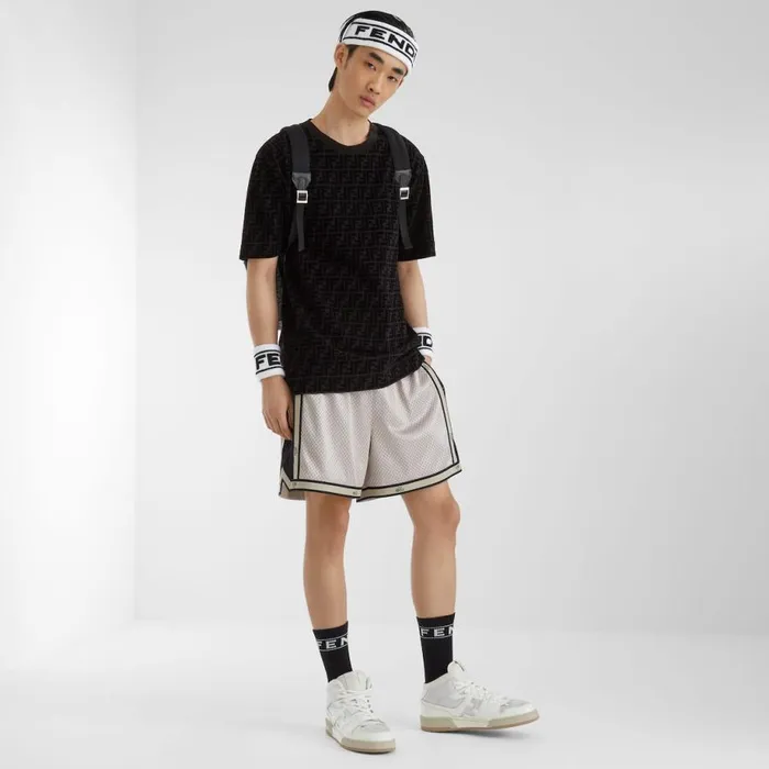 Man TShirt In Black Piqu Black Fendi Tshirts and Polos