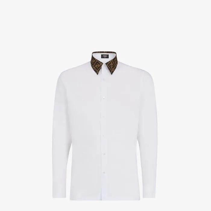 Man White Cotton Shirt White Fendi Shirts
