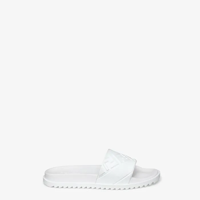 Man White Rubber Slides White Fendi Slides and Sandals