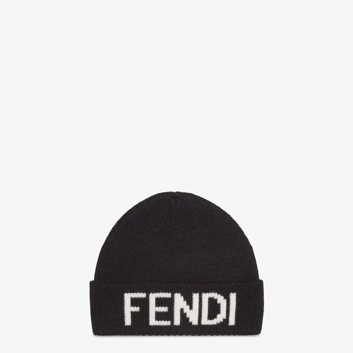 Man White Wool Hat White Fendi Hats and Gloves
