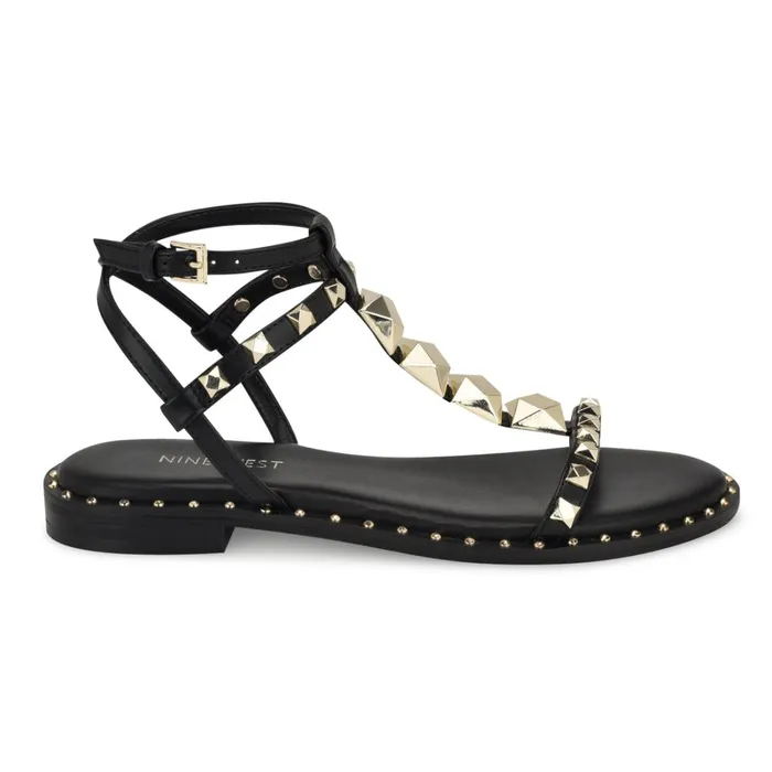 Marcila Studded Ankle Strap Sandals Black Women Nine West Sandals