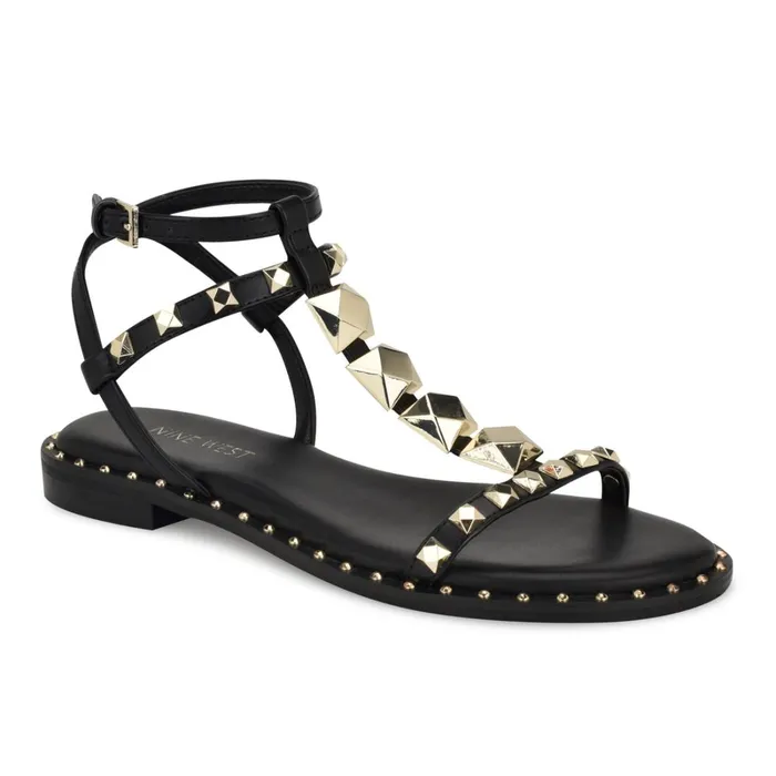Marcila Studded Ankle Strap Sandals Black Women Nine West Sandals Marcila Studded Ankle Strap Sandals Black Women Nine West Sandals