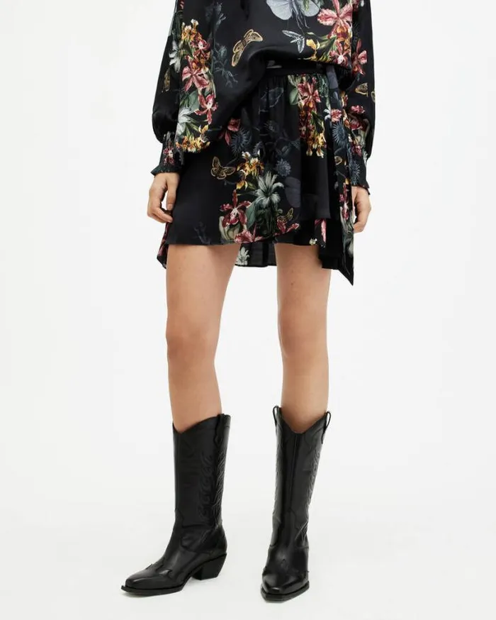 Maria Sanibel Floral Printed Mini Skirt Black Women AllSaints Skirts and Shorts Maria Sanibel Floral Printed Mini Skirt Black Women AllSaints Skirts and Shorts