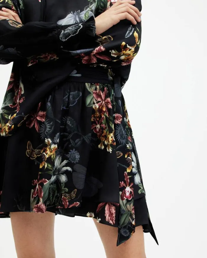 Maria Sanibel Floral Printed Mini Skirt Black Women AllSaints Skirts and Shorts Maria Sanibel Floral Printed Mini Skirt Black Women AllSaints Skirts and Shorts