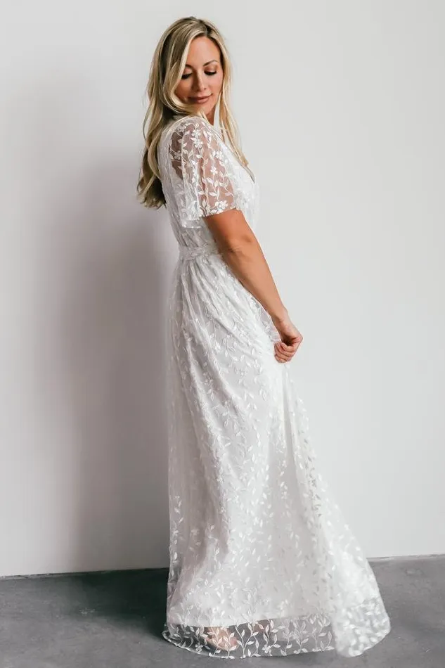 Marseille Embossed Maxi Dress White Women Baltic Born Bridal