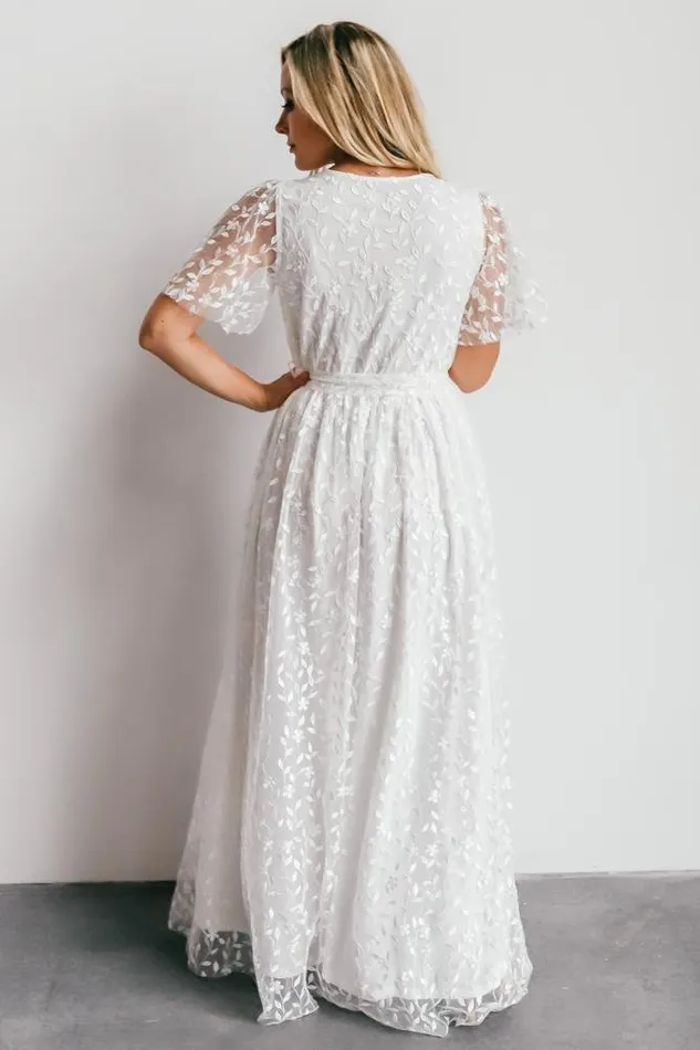 Marseille Embossed Maxi Dress White Women Baltic Born Bridal