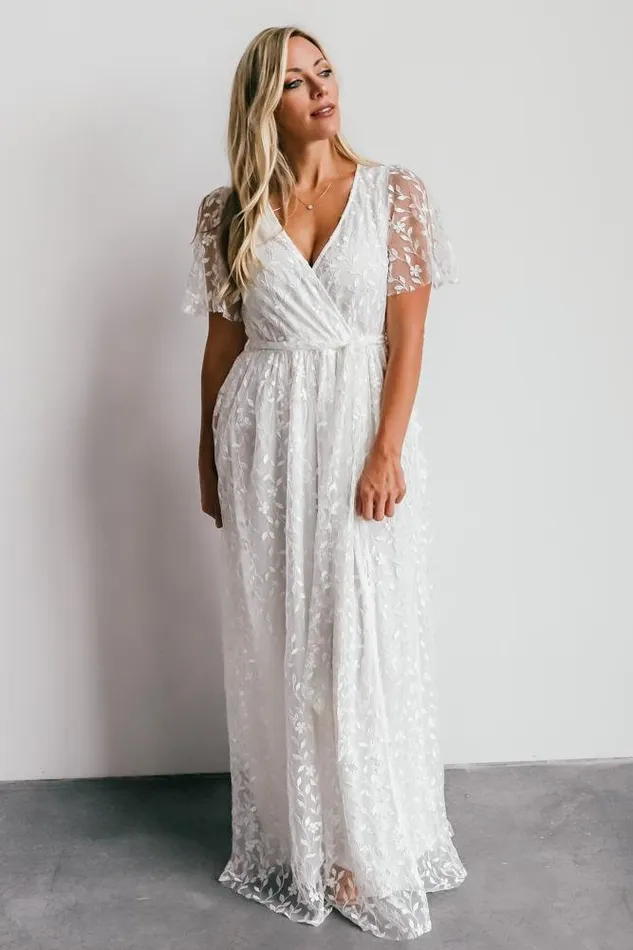 Marseille Embossed Maxi Dress White Women Baltic Born Bridal