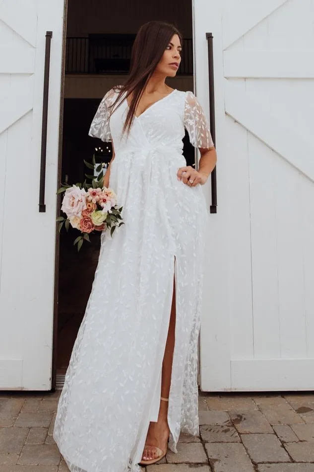 Marseille Embossed Maxi Dress White Women Baltic Born Bridal