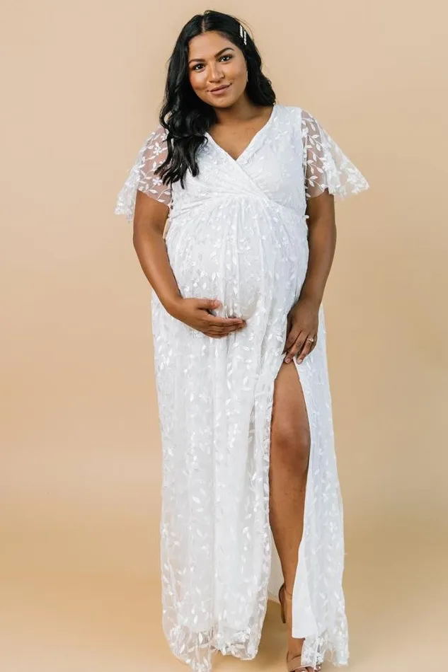 Marseille Embossed Maxi Dress White Women Baltic Born Bridal