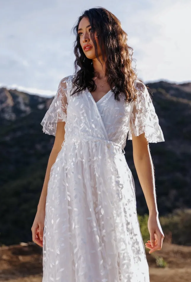 Marseille Embossed Maxi Dress White Women Baltic Born Bridal