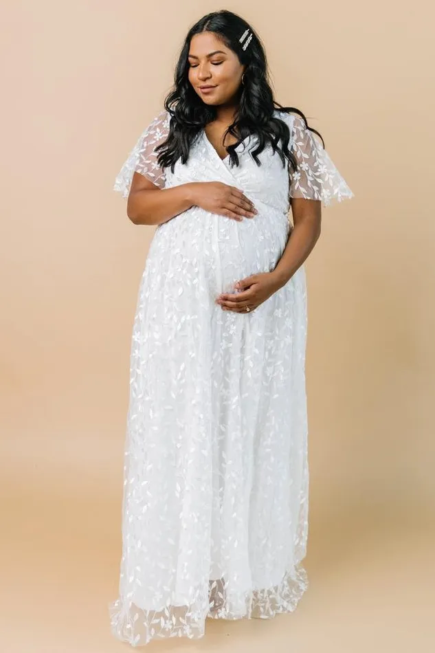 Marseille Embossed Maxi Dress White Women Baltic Born Bridal