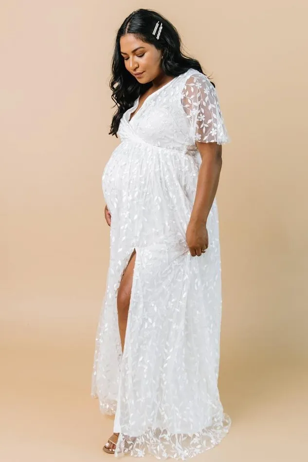 Marseille Embossed Maxi Dress White Women Baltic Born Bridal