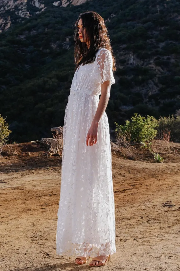 Marseille Embossed Maxi Dress White Women Baltic Born Bridal