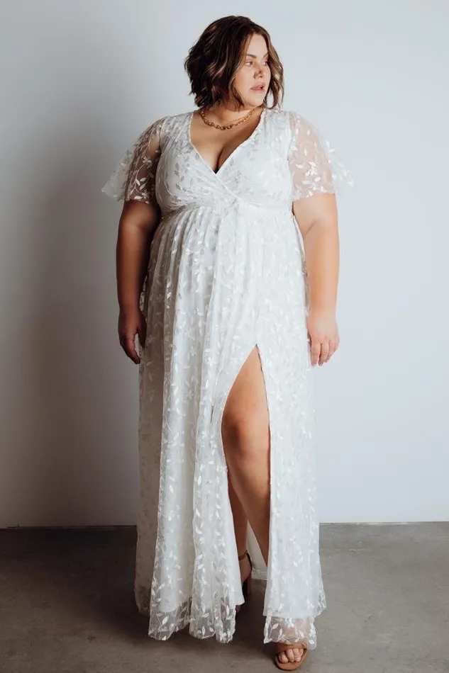 Marseille Embossed Maxi Dress White Women Baltic Born Bridal