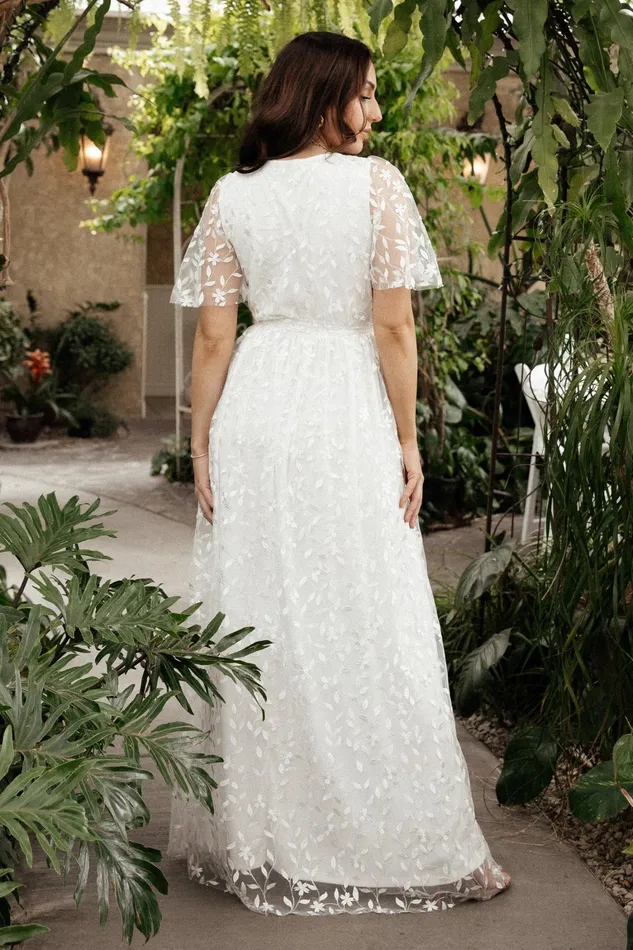 Marseille Embossed Maxi Dress White Women Baltic Born Bridal