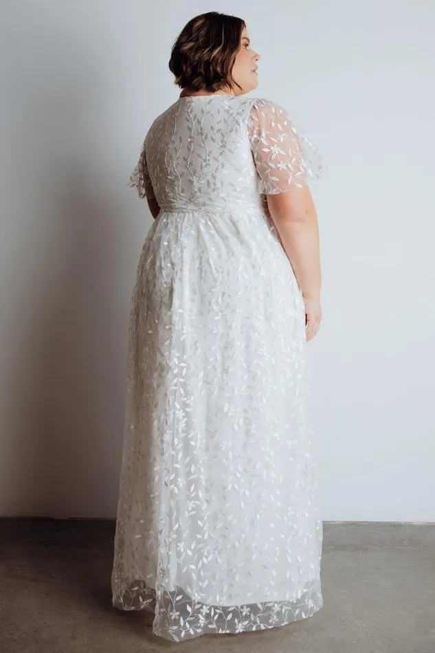 Marseille Embossed Maxi Dress White Women Baltic Born Bridal
