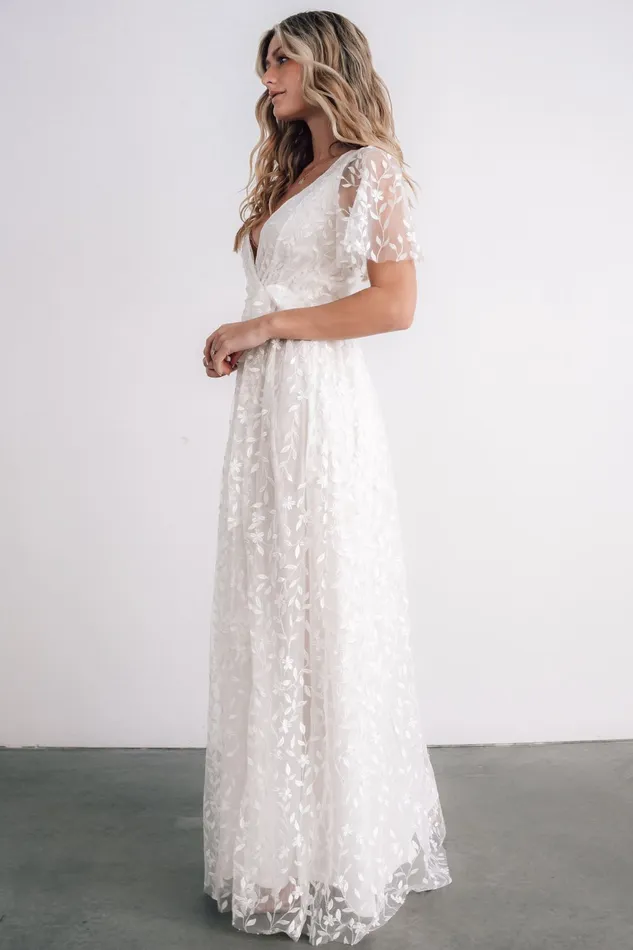 Marseille Embossed Maxi Dress White Women Baltic Born Bridal