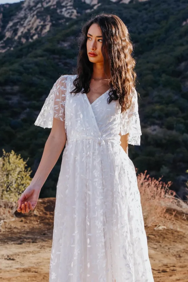Marseille Embossed Maxi Dress White Women Baltic Born Bridal