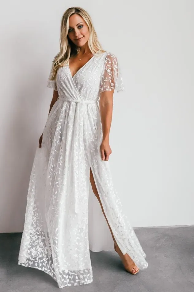 Marseille Embossed Maxi Dress White Women Baltic Born Bridal