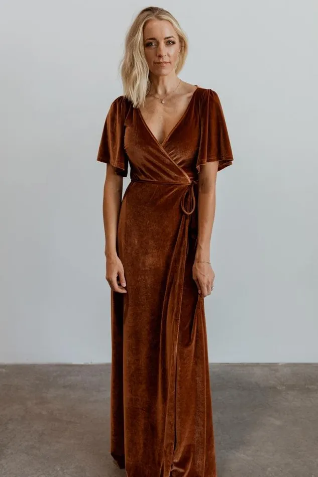 Meghan Velvet Wrap Maxi Dress Spice Women Baltic Born Maxi Dresses Meghan Velvet Wrap Maxi Dress Spice Women Baltic Born Maxi Dresses