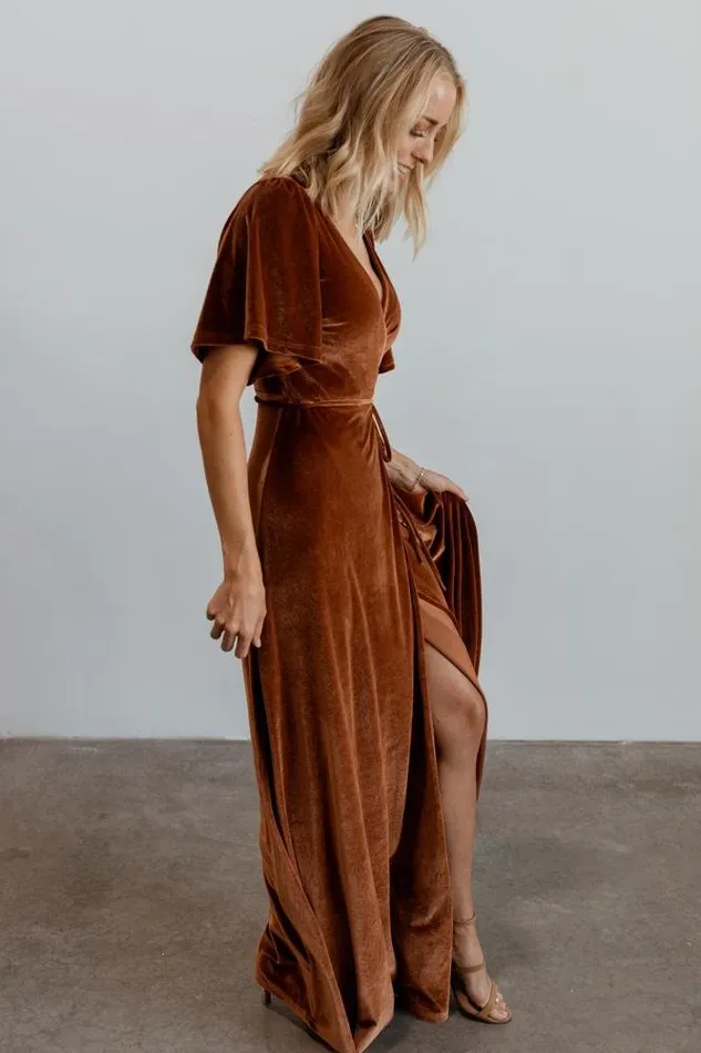 Meghan Velvet Wrap Maxi Dress Spice Women Baltic Born Maxi Dresses Meghan Velvet Wrap Maxi Dress Spice Women Baltic Born Maxi Dresses
