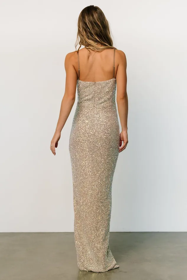 Melania Sequin Gown Natural Women Baltic Born Embellished Sequin