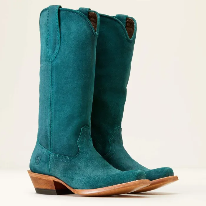 Memphis Western Boot Deep Teal Roughout Women Ariat Western Boots