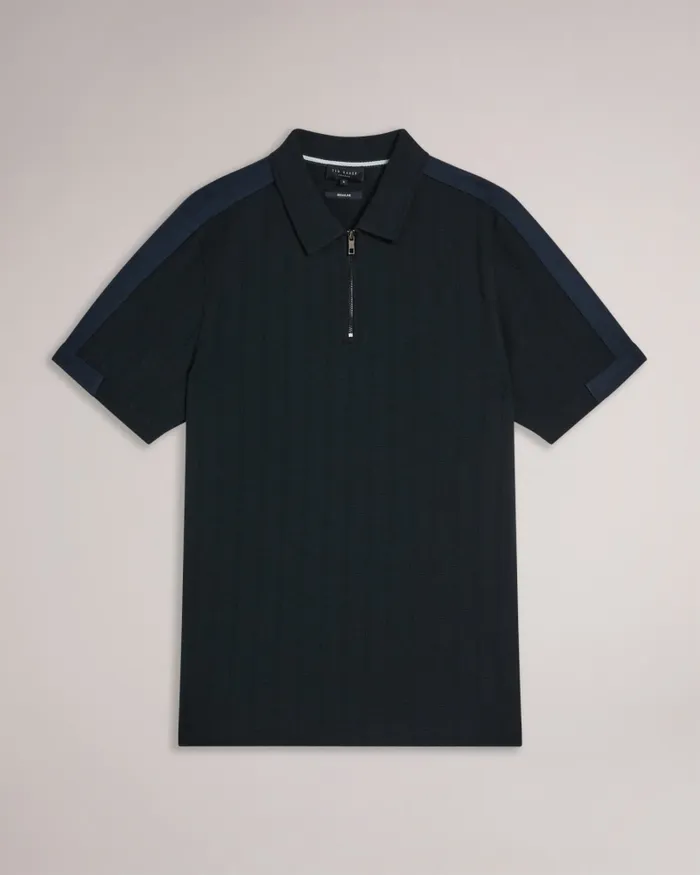 Men ABLOOM 8211 Short Sleeve Polo Shirt With Zip Black Ted Baker Polo Shirts