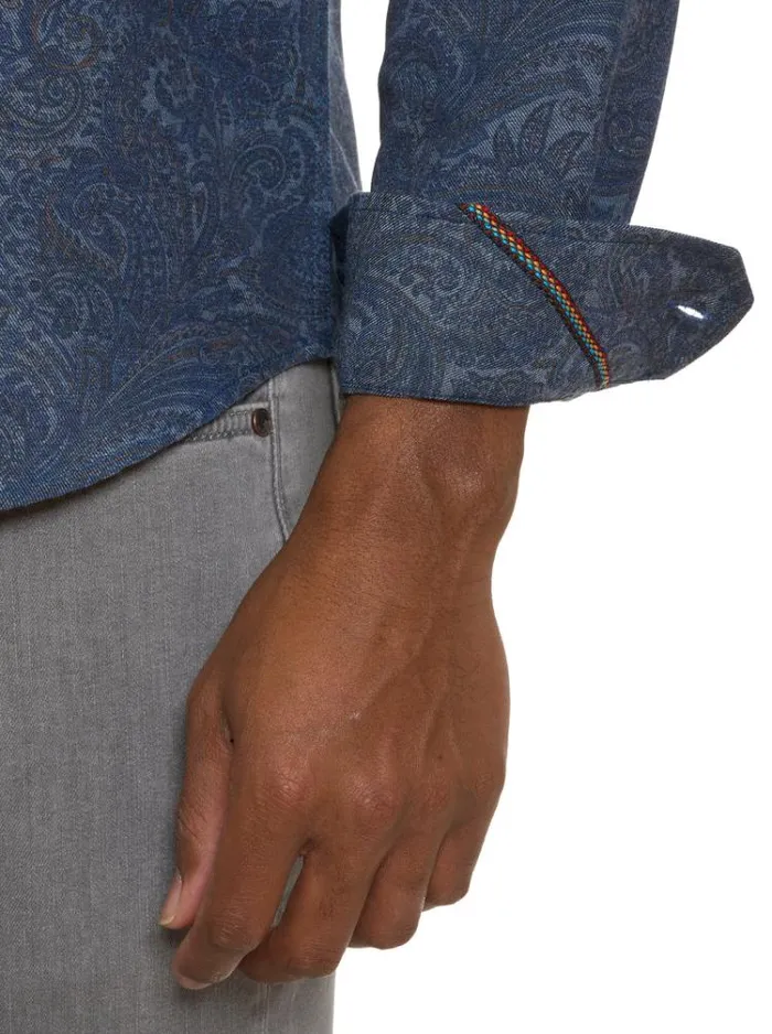 Men AMRANI LONG SLEEVE BUTTON DOWN SHIRT Grey Robert Graham Button Down Shirts