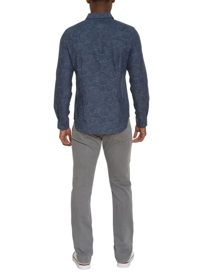 Men AMRANI LONG SLEEVE BUTTON DOWN SHIRT Grey Robert Graham Button Down Shirts