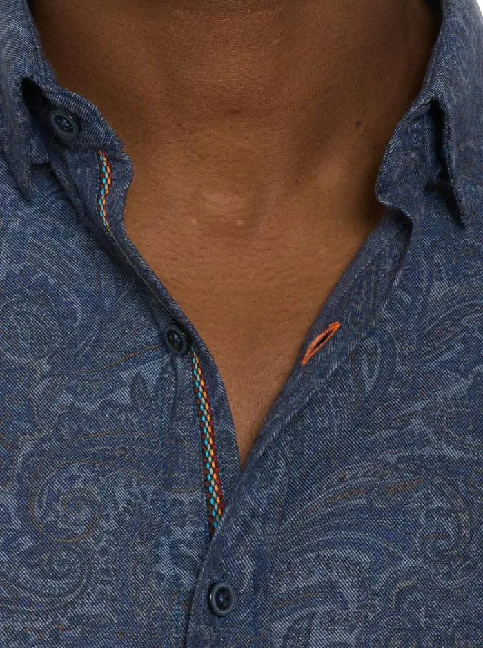Men AMRANI LONG SLEEVE BUTTON DOWN SHIRT Grey Robert Graham Button Down Shirts